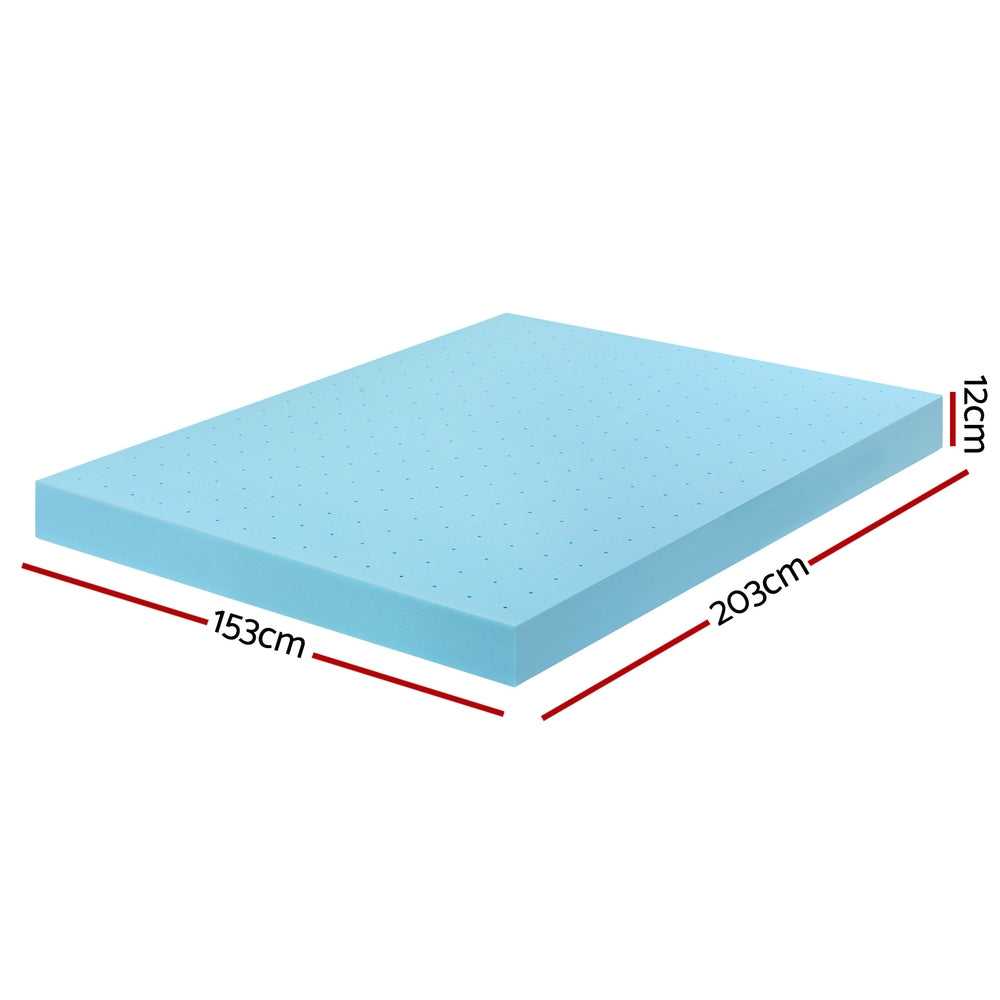 Queen Giselle 12cm Memory Foam Mattress Topper Ventilated Cool Gel Bamboo Cover