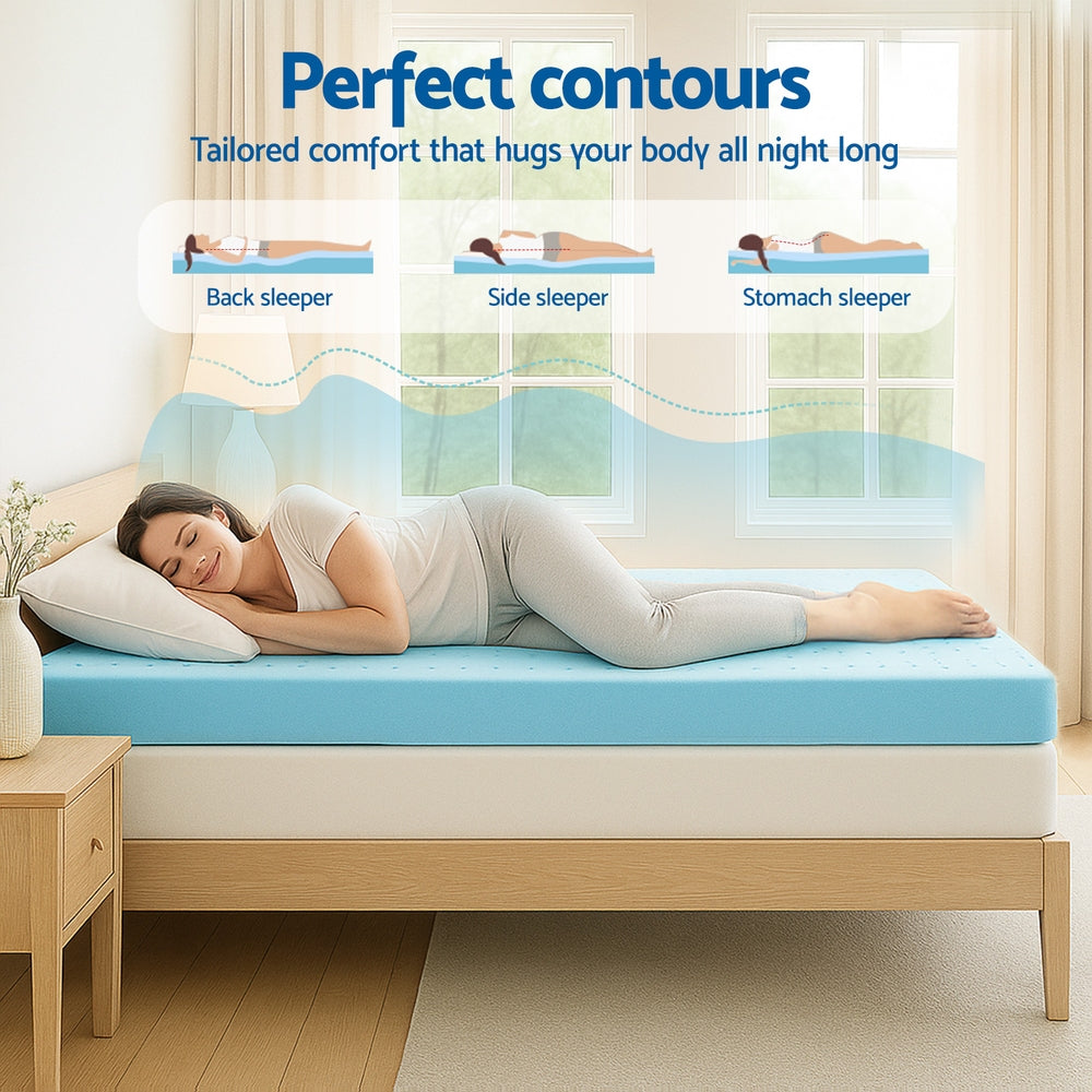Single Giselle 12cm Memory Foam Mattress Topper Ventilated Cool Gel Bamboo Cover