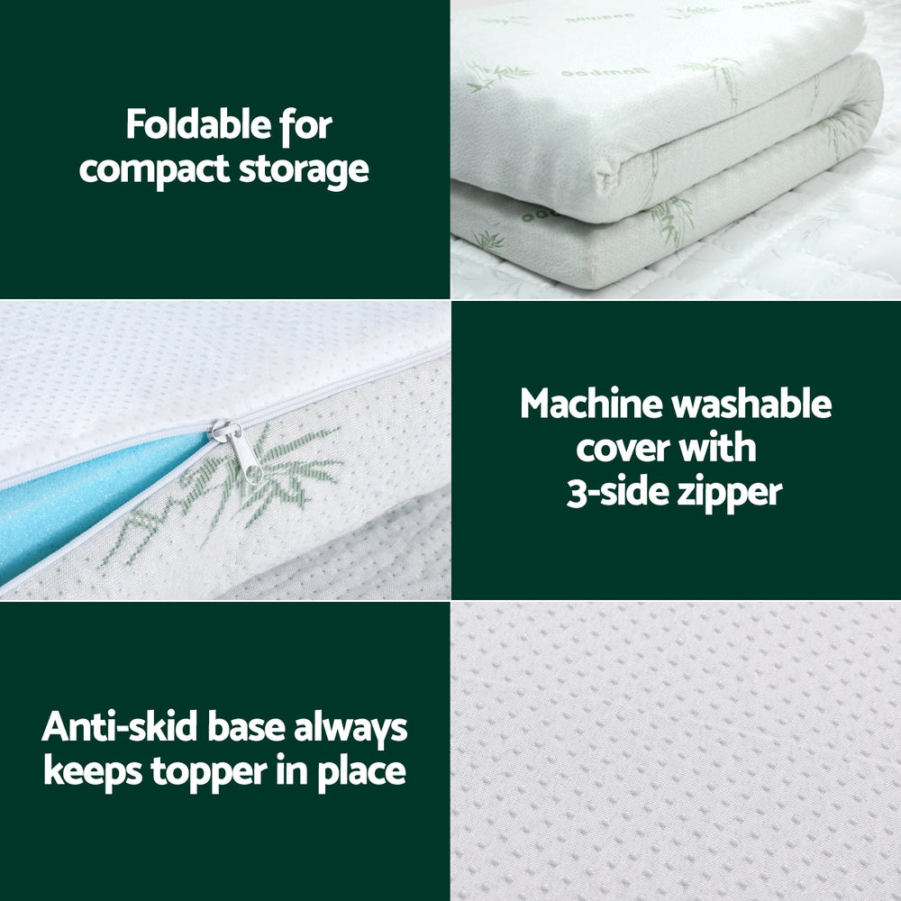 Single Giselle Bedding Memory Foam Mattress Topper Ventilated Cool Gel 5cm