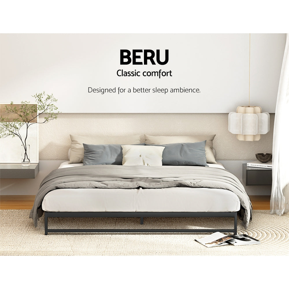 Willow Metal Bed Frame Bed Base Mattress Platform - Black Queen