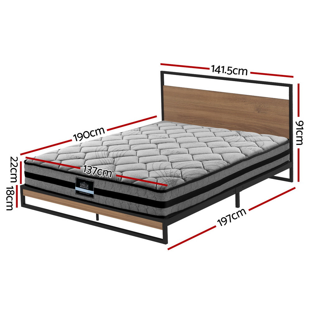 Neptune Bed & Mattress Package with 22cm Mattress Metal Beds Platform - Black Double