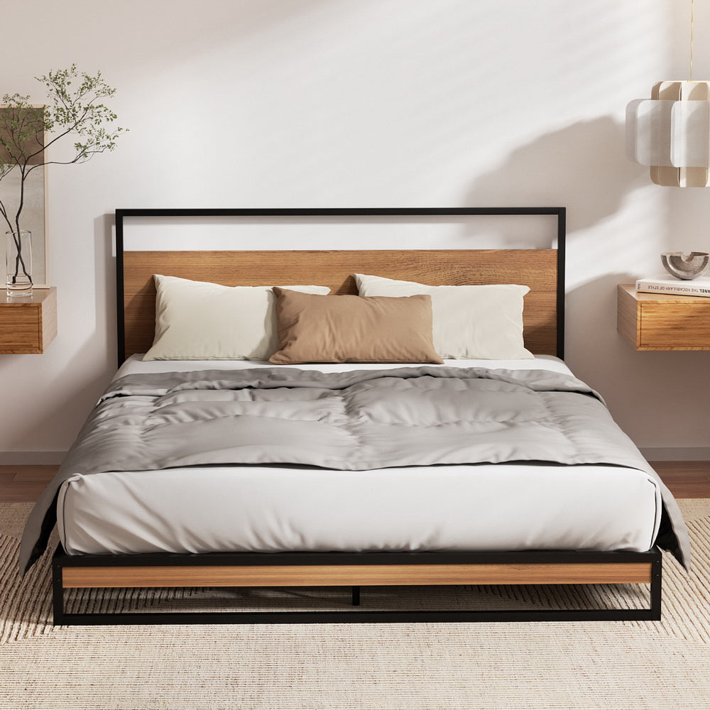Neptune Bed & Mattress Package with 22cm Mattress Metal Beds Platform - Black Double