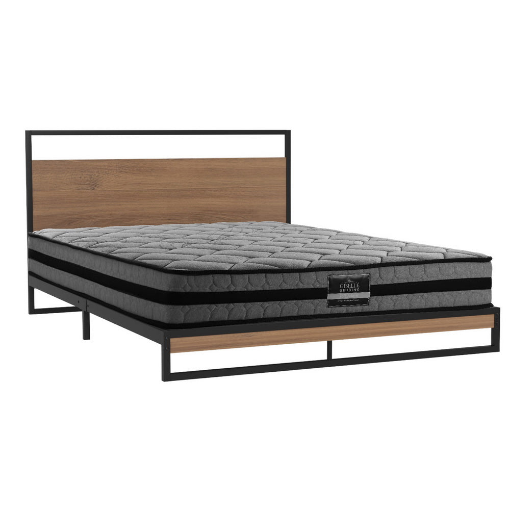 Neptune Bed & Mattress Package with 22cm Mattress Metal Frame - Black Queen