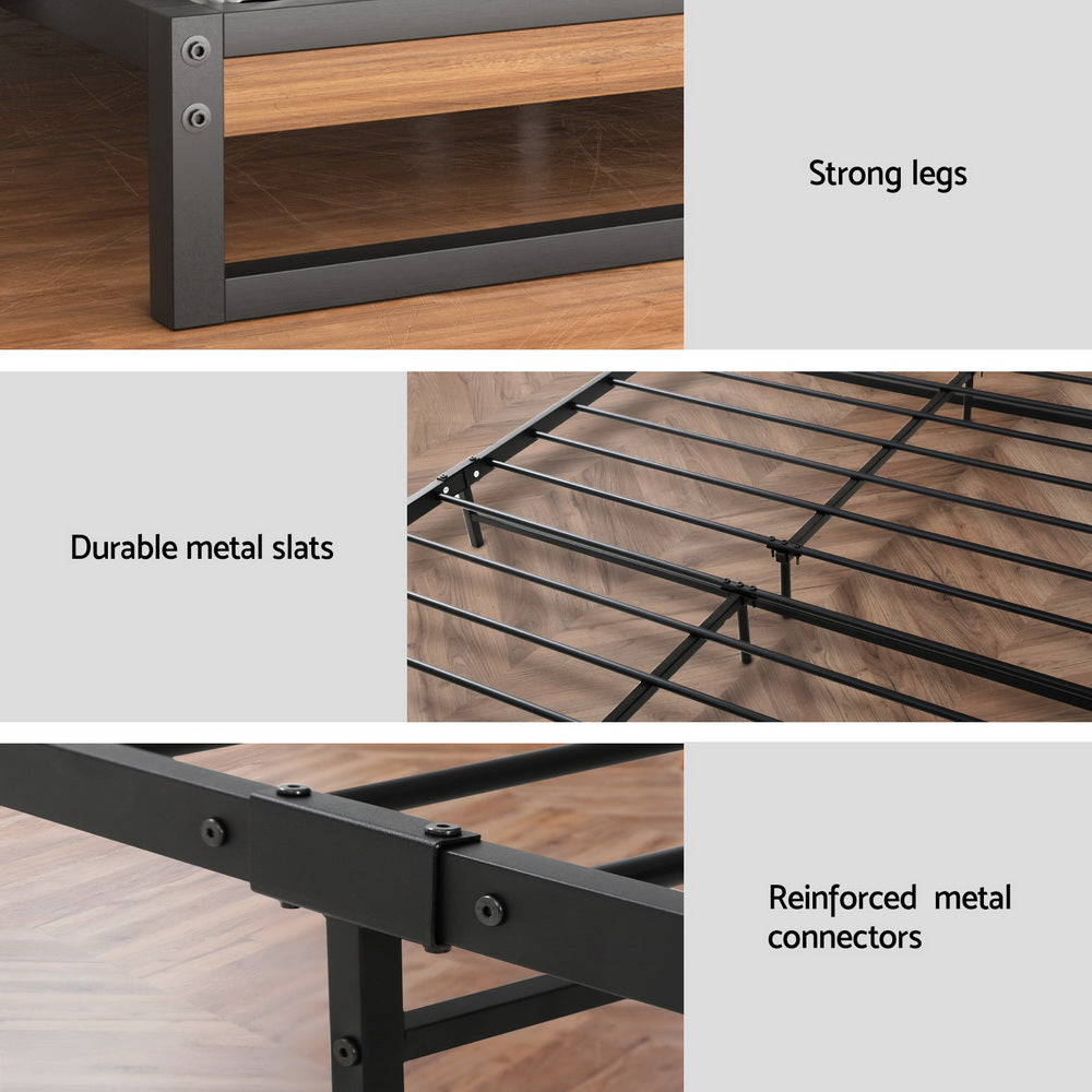 Neptune Bed & Mattress Package with 22cm Mattress Metal Frame - Black Queen