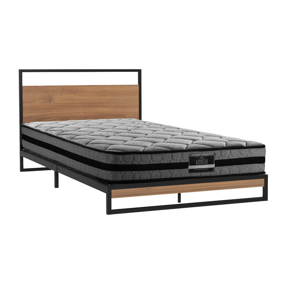 Neptune Bed & Mattress Package with 22cm Mattress Metal Beds Platform - Black Single
