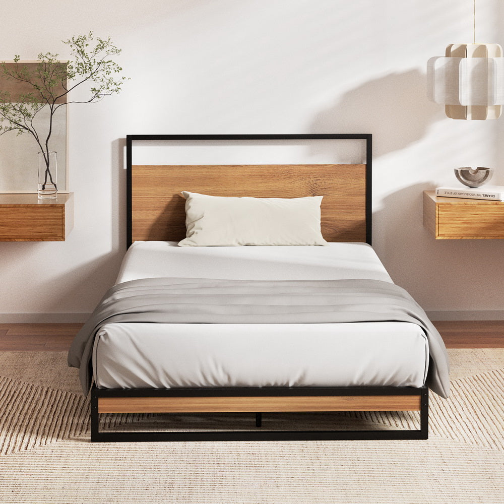 Neptune Bed & Mattress Package with 22cm Mattress Metal Beds Platform - Black Single