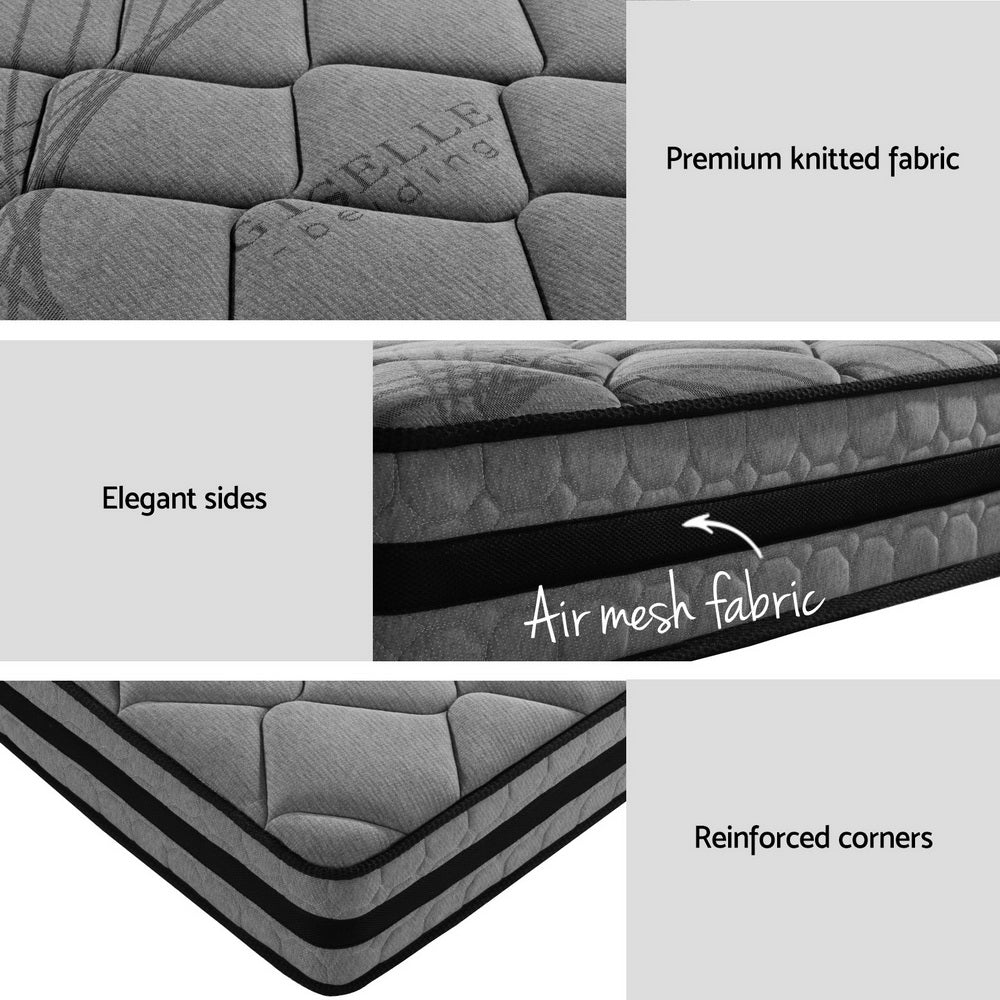 Neptune Bed & Mattress Package with 22cm Mattress Metal Beds Platform - Black Single