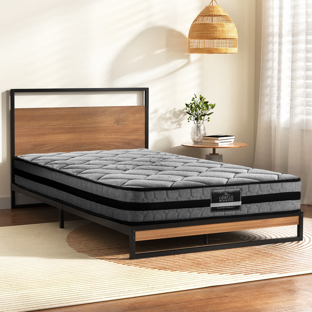 Neptune Bed & Mattress Package with 22cm Mattress Metal Beds Platform - Black Single