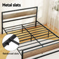 Havana Bed Frame Metal Frame with 2 Drawers - Black Queen
