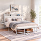 Eirene Metal Bed Frame Boucle Headboard Charging Station Side Table - White King
