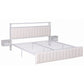 Eirene Metal Bed Frame Boucle Headboard Charging Station Side Table - White King