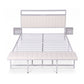 Eirene Metal Bed Frame Boucle Headboard Charging Station Side Table - White King