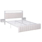 Eirene Metal Bed Frame Boucle Headboard Charging Station Side Table - White Queen