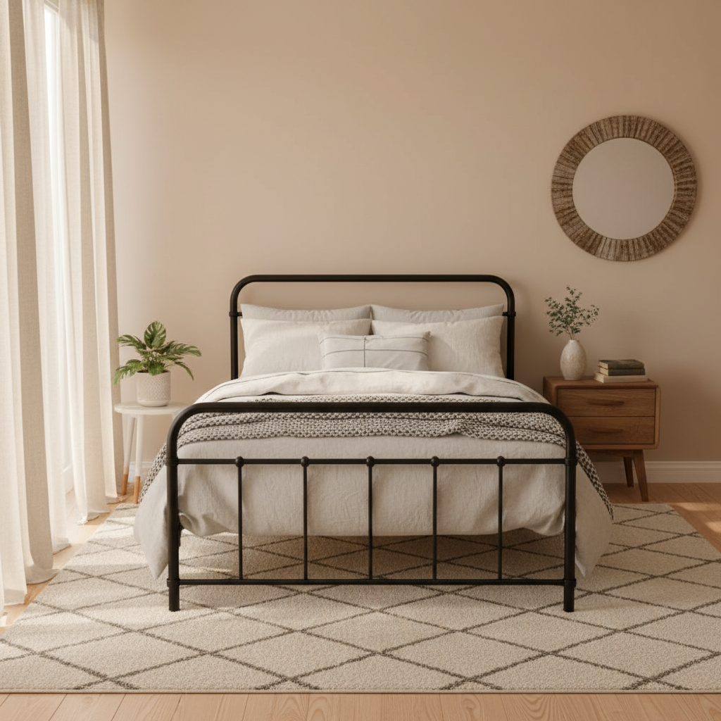 Kyoto Black Metal Bed Frame - King Single