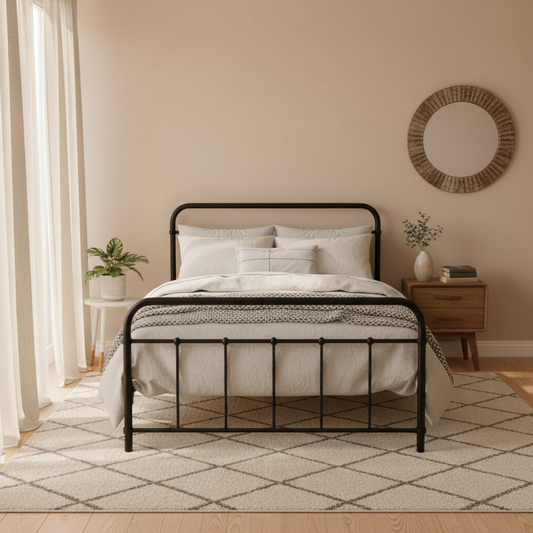 Kyoto Black Metal Bed Frame - King Single