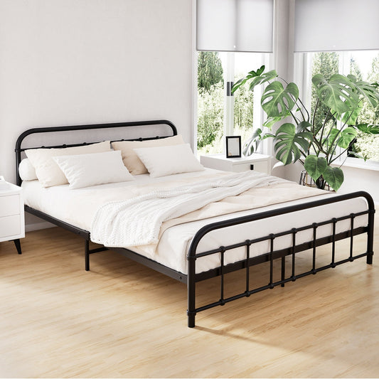 Jupiter Bed & Mattress Package with 34cm Black Mattress - Black Queen