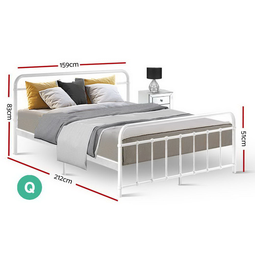 Kyoto White Metal Bed Frame - Queen
