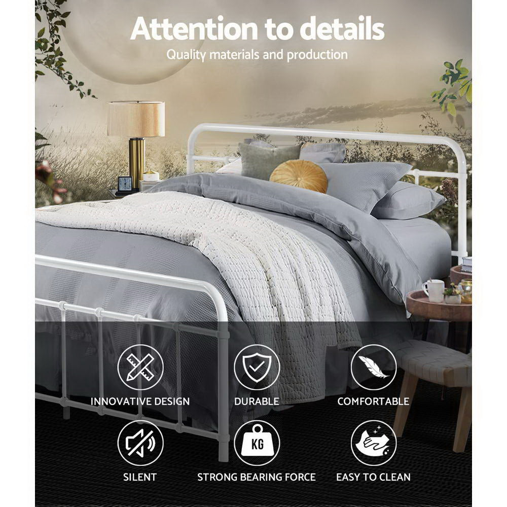 Kyoto White Metal Bed Frame - Queen