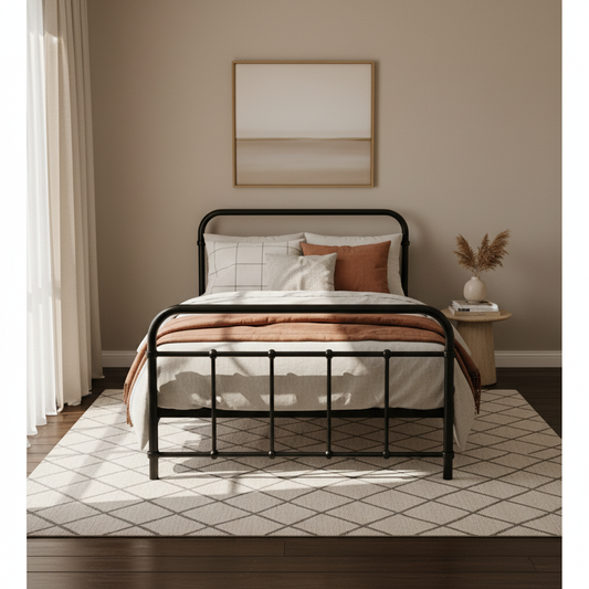 Kyoto Black Metal Bed Frame - Single