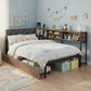 Cedar Bed Frame with 2 Drawers and Charging Station - Oak Single