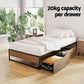Scott Bed Frame Metal Frame Bed Base 2 Drawers - Black King Single