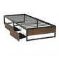 Scott Bed Frame Metal Frame Bed Base 2 Drawers - Black King Single
