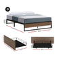 Scott Bed Frame Metal Frame Bed Base 2 Drawers - Black Queen