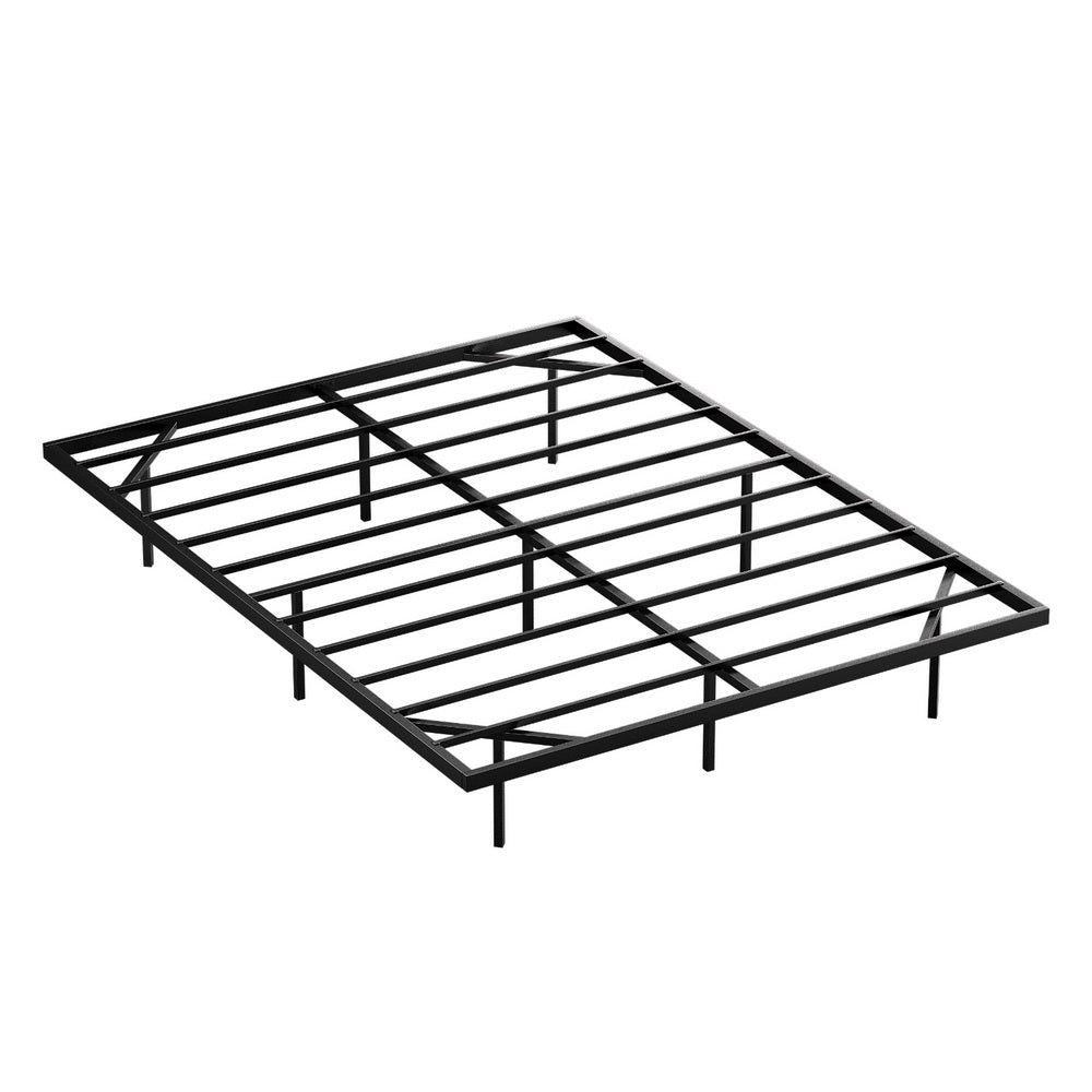 Monaco Metal Platform Bed Base with Smart LED Lights Floating Effect - Black Queen