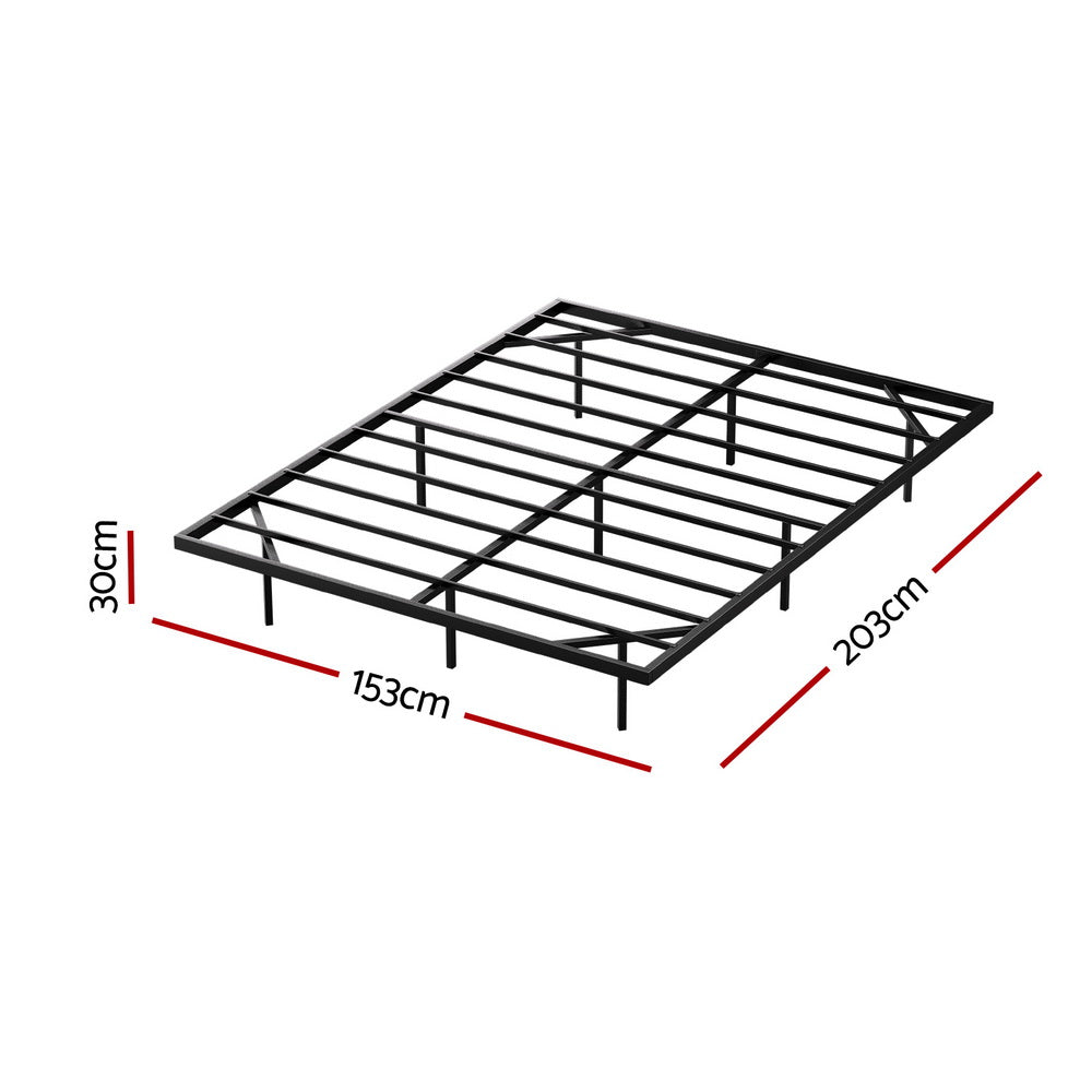 Monaco Metal Platform Bed Base with Smart LED Lights Floating Effect - Black Queen