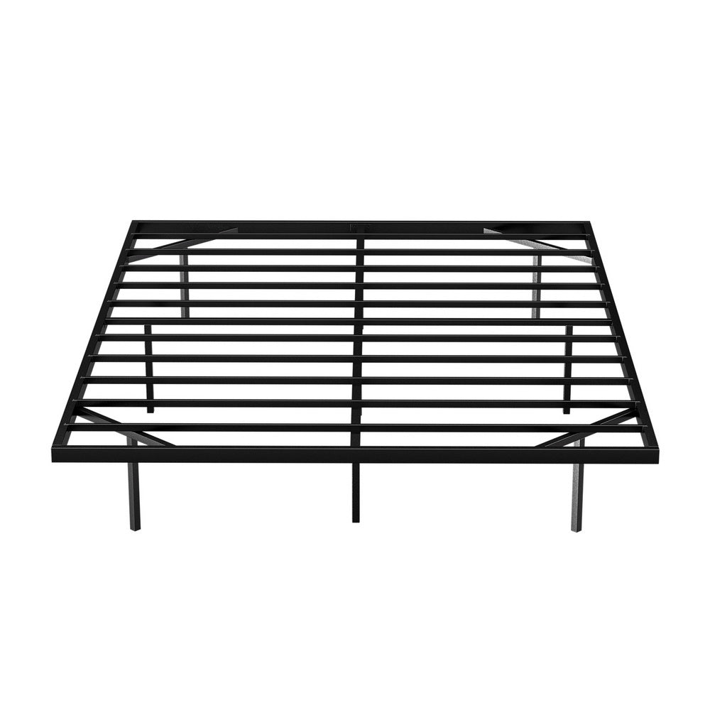 Monaco Metal Platform Bed Base with Smart LED Lights Floating Effect - Black Queen
