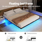 Monaco Metal Platform Bed Base with Smart LED Lights Floating Effect - Black Queen