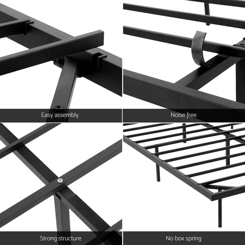 Monaco Metal Platform Bed Base with Smart LED Lights Floating Effect - Black Queen