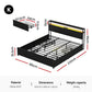 Nestora Metal Bed Frame with 2-Tier Storage Headboard Metal Platform - Black King