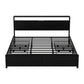 Nestora Metal Bed Frame with 2-Tier Storage Headboard Metal Platform - Black King