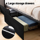 Nestora Metal Bed Frame with 2-Tier Storage Headboard Metal Platform - Black King