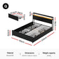 Nestora Metal Bed Frame with 2-Tier Storage Headboard Metal Platform - Black Queen