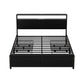 Nestora Metal Bed Frame with 2-Tier Storage Headboard Metal Platform - Black Queen