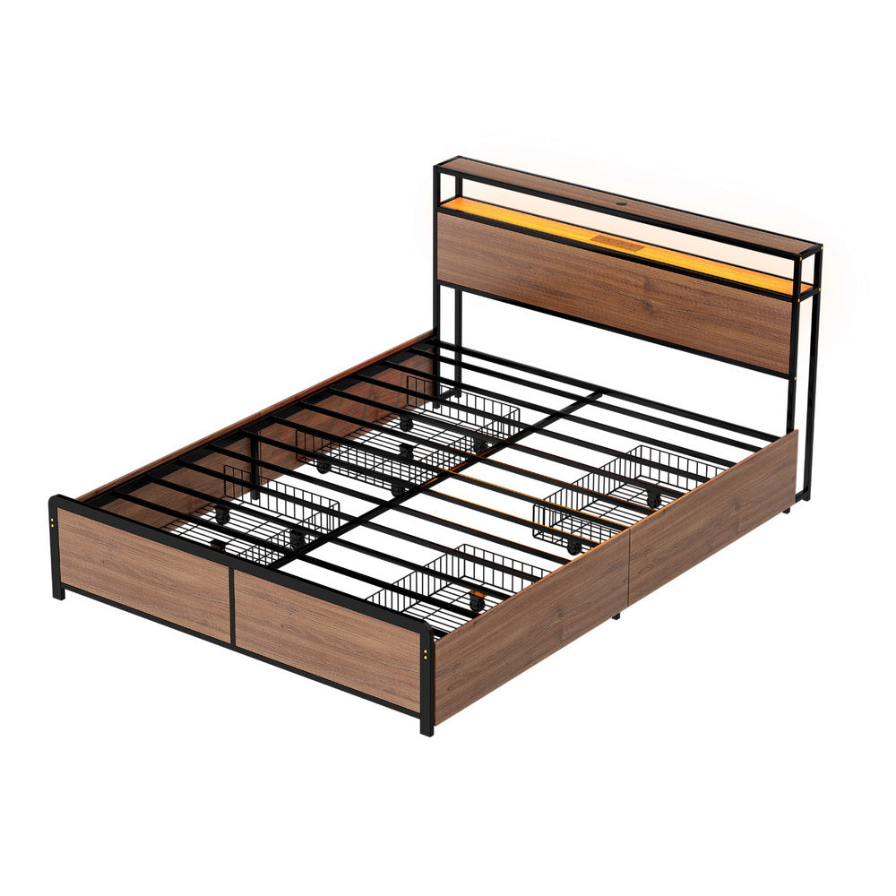 Florian Bed & Mattress Package with 22cm Mattress - Black Queen
