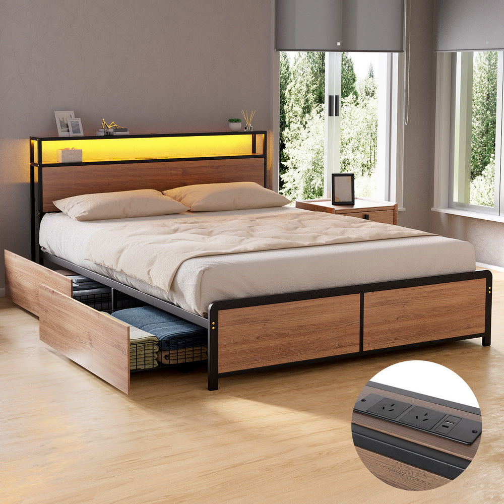 Florian Bed & Mattress Package with 32cm Mattress - Black Queen