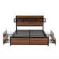 Giada Bed Frame with Charging Station 4 Drawers Storage - Oak Double