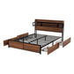 Giada Bed Frame with Charging Station 4 Drawers Storage - Oak Double