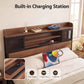 Giada Bed Frame with Charging Station 4 Drawers Storage - Oak Double