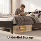Arvela Bed Frame with Storage Shelf Headboard Charging Station LED - Black Double