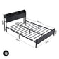 Arvela Bed Frame with Storage Shelf Headboard Charging Station LED - Black Queen