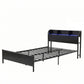 Arvela Bed Frame with Storage Shelf Headboard Charging Station LED - Black Single