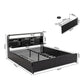 Leone Metal Bed Frame 4 Drawers Hidden Storage Headboard - Black King
