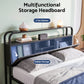 Leone Metal Bed Frame 4 Drawers Hidden Storage Headboard - Black King