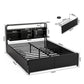 Leone Metal Bed Frame 4 Drawers Hidden Storage Headboard - Black Queen