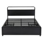 Leone Metal Bed Frame 4 Drawers Hidden Storage Headboard - Black Queen