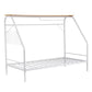 Evren House Kids Bed Frame Metal Canopy Bed Storage Shelf - White Single